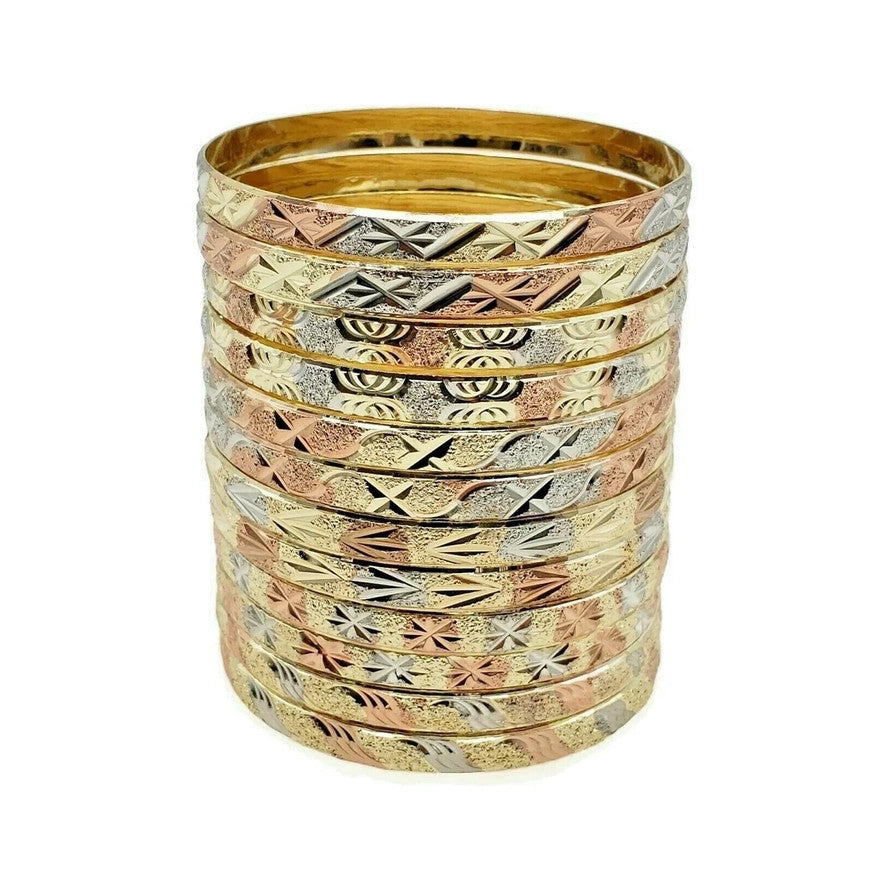 THREE-TONED bangles (12 pc set)