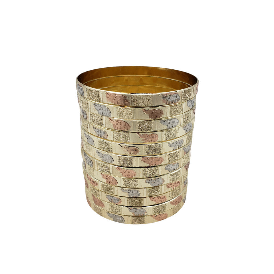 THREE-TONED elephant bangles (12 pc set)