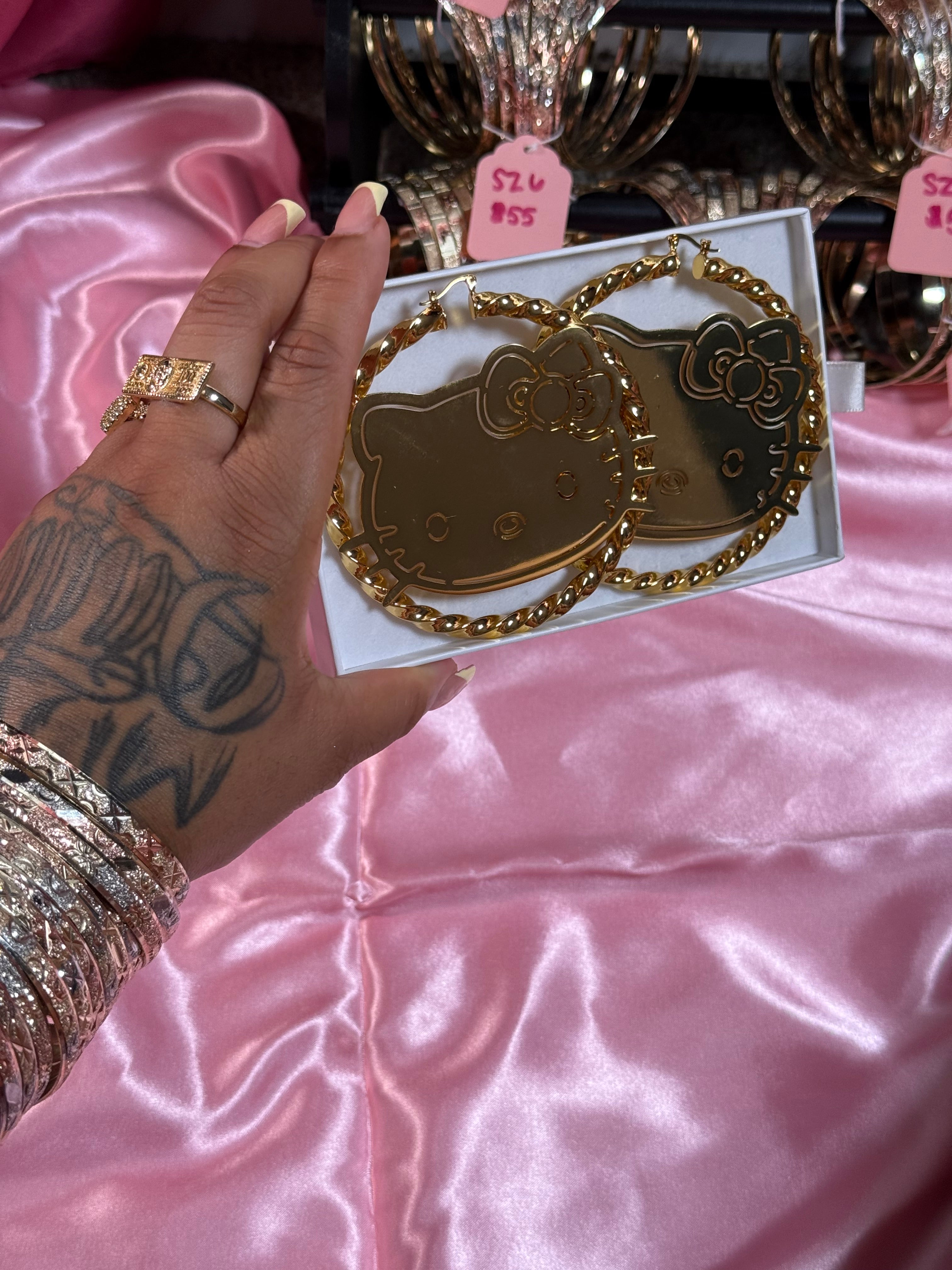 HELLO KITTY GOLD HOOP EARRINGS