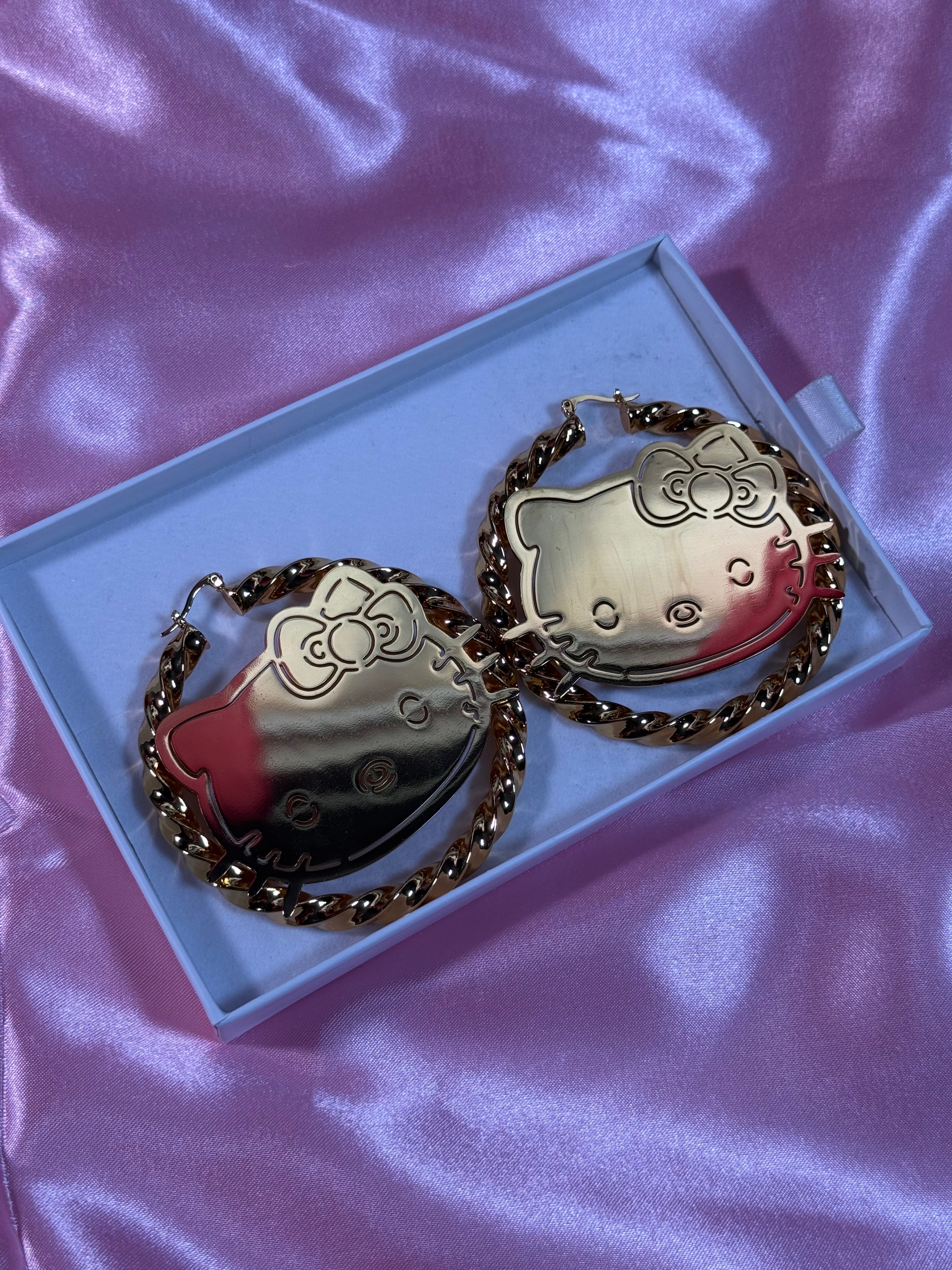 HELLO KITTY GOLD HOOP EARRINGS