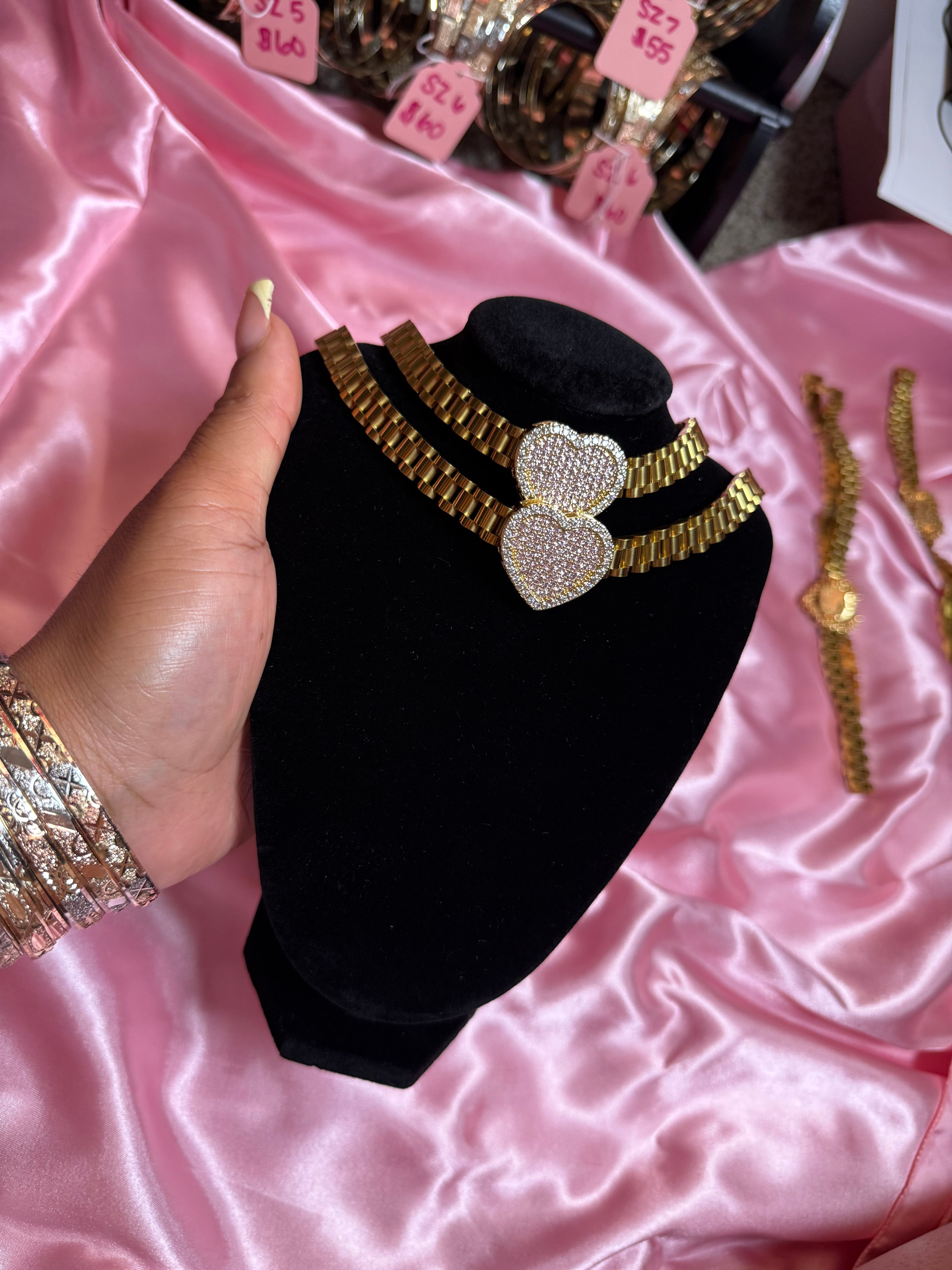 HEART BLING ROLEX NECKLACE